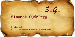 Simonek György névjegykártya